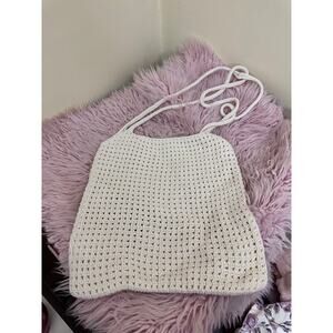 Brandy Melville Knit Long Bag Purse Cream White 100% Cotton Made in Italy